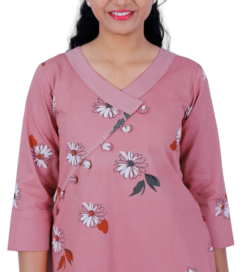 Tender Pink Straight Cotton Kurta | S3K127