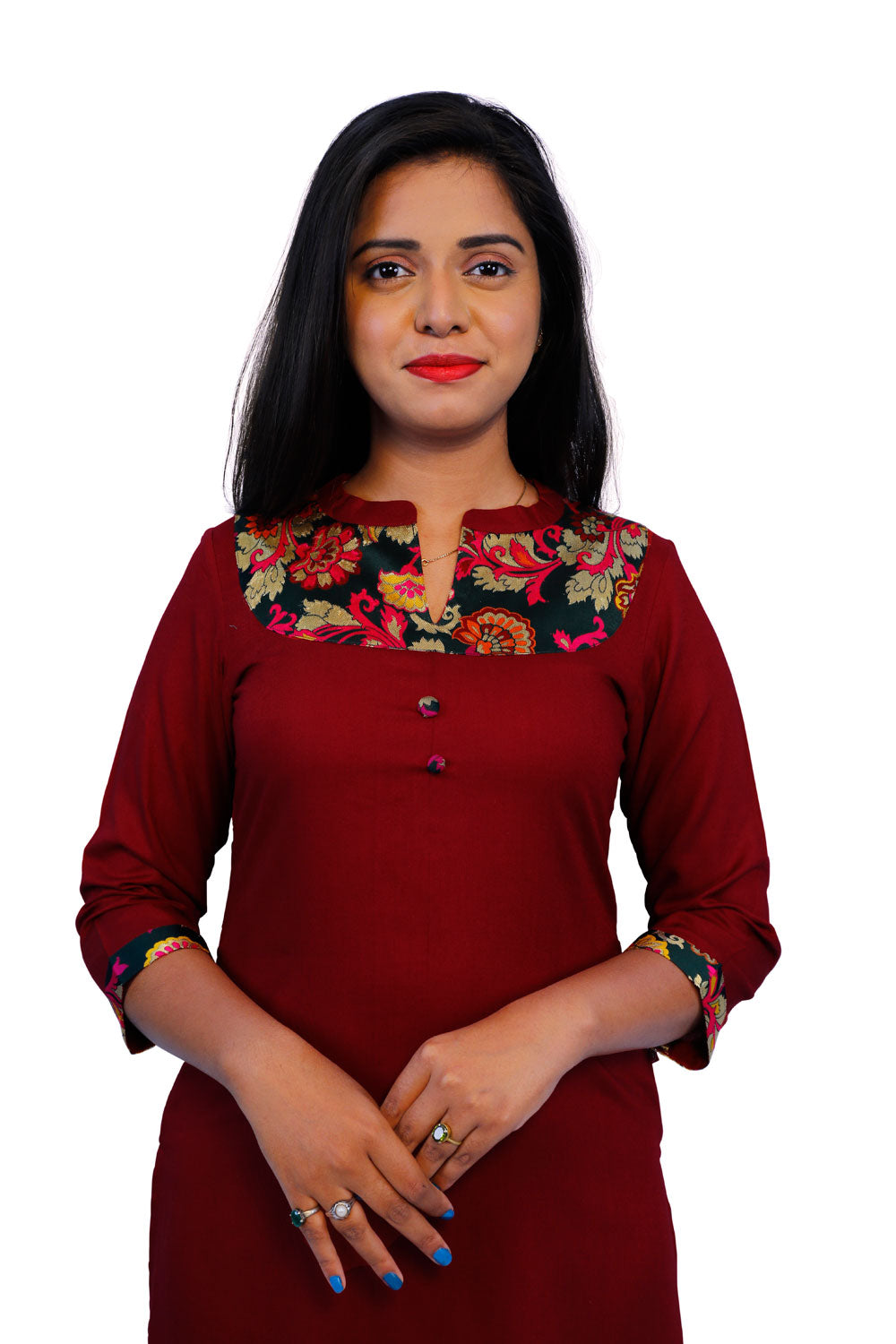 Women Patchwork High Low Kurta | S3X166
