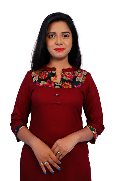 Women Patchwork High Low Kurta | S3X166