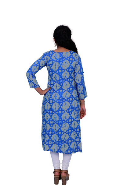 Women Printed Straight Kurta (Blue) | S3K077