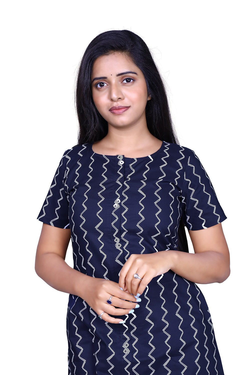 Printed Pure Cotton A-line Kurta | S3K539