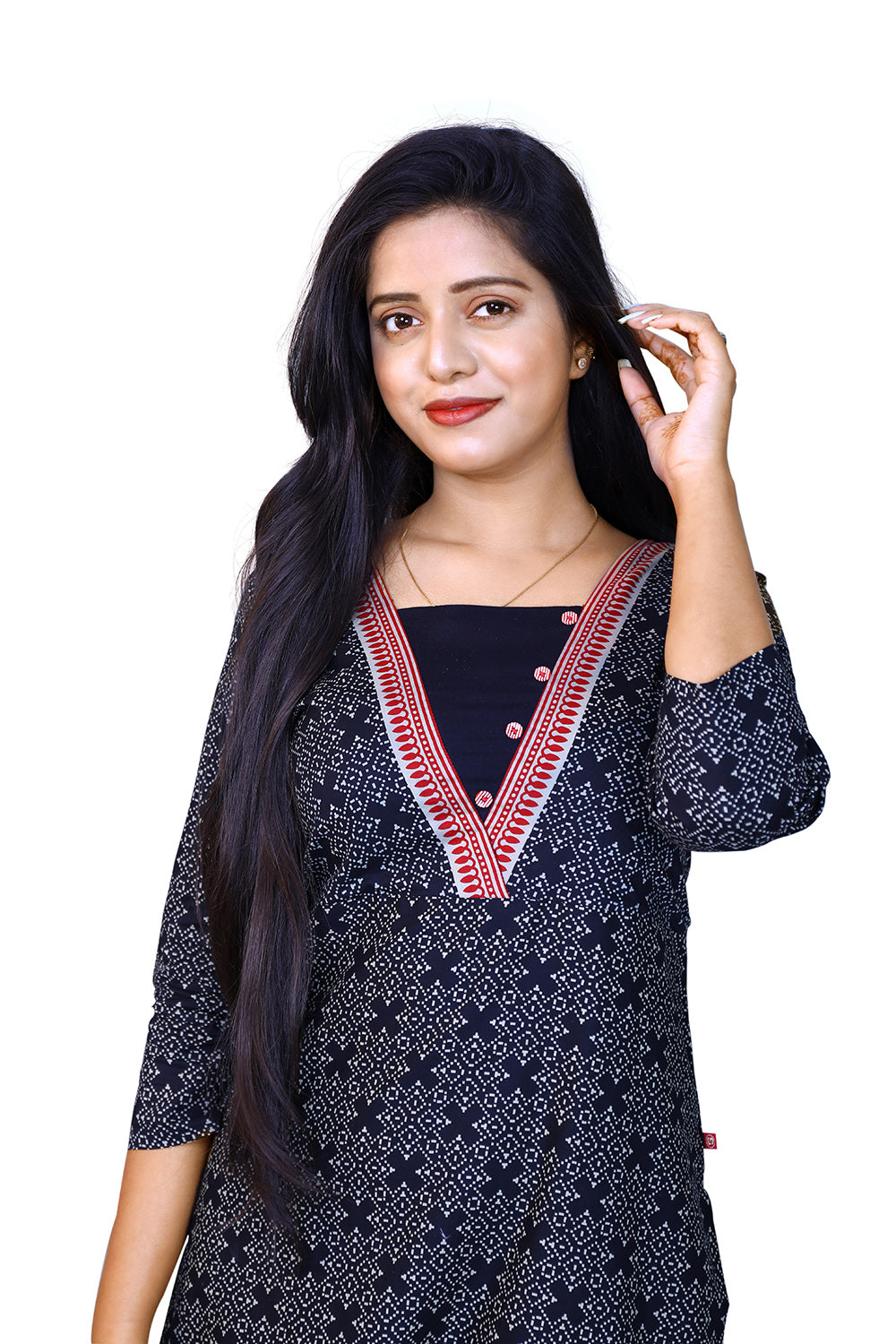 Black Printed Straight Kurta | S3K890