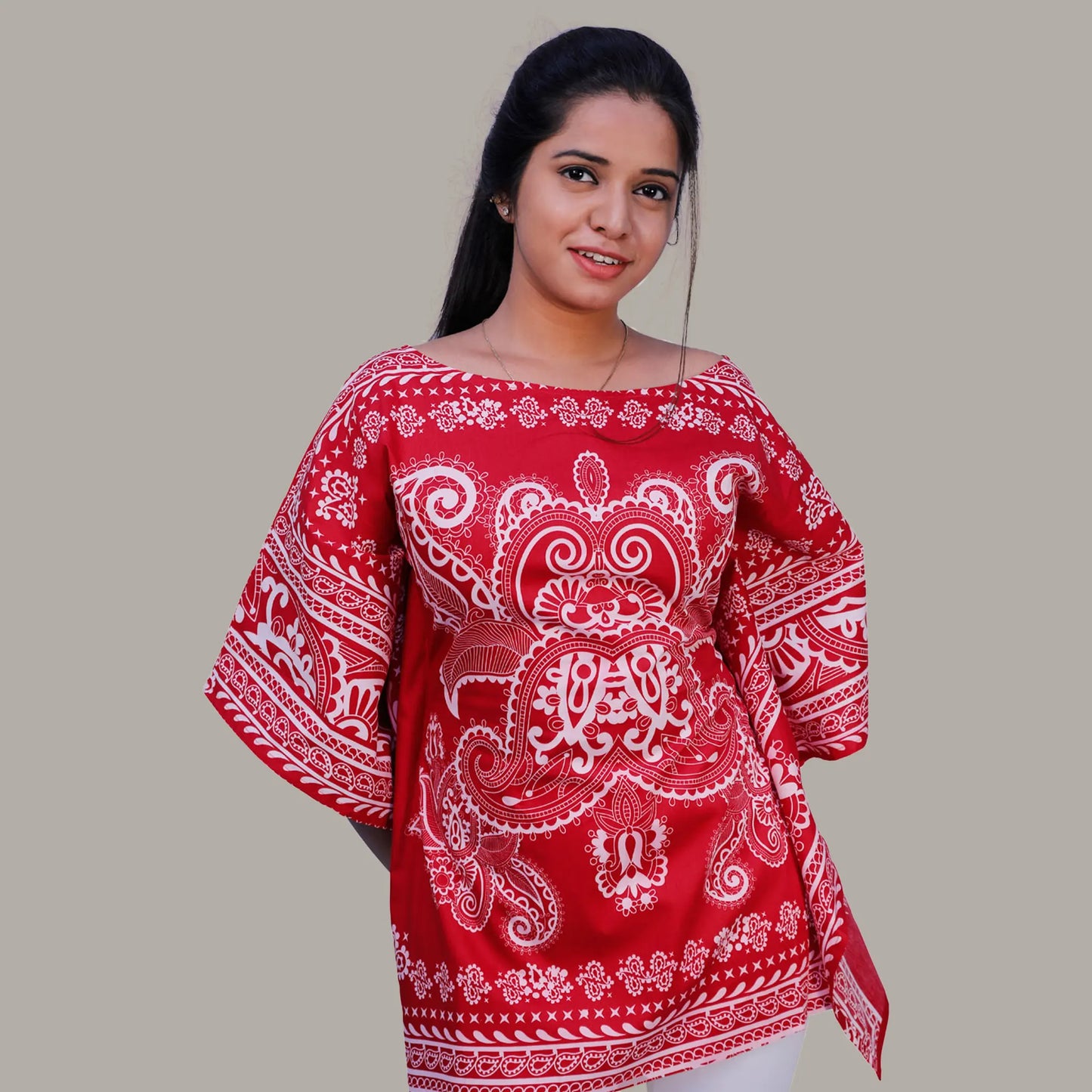 Floral Print Cotton Blend Women Kaftan | S3K714