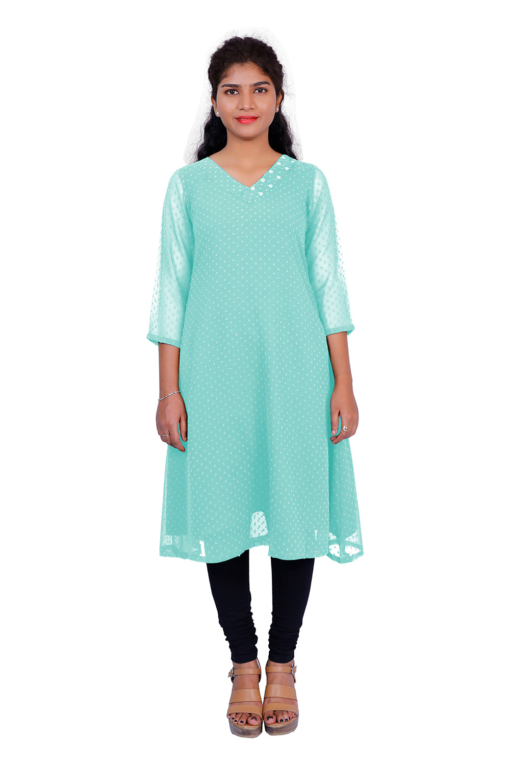 Textured Georgette A-line Kurti | S3K416A