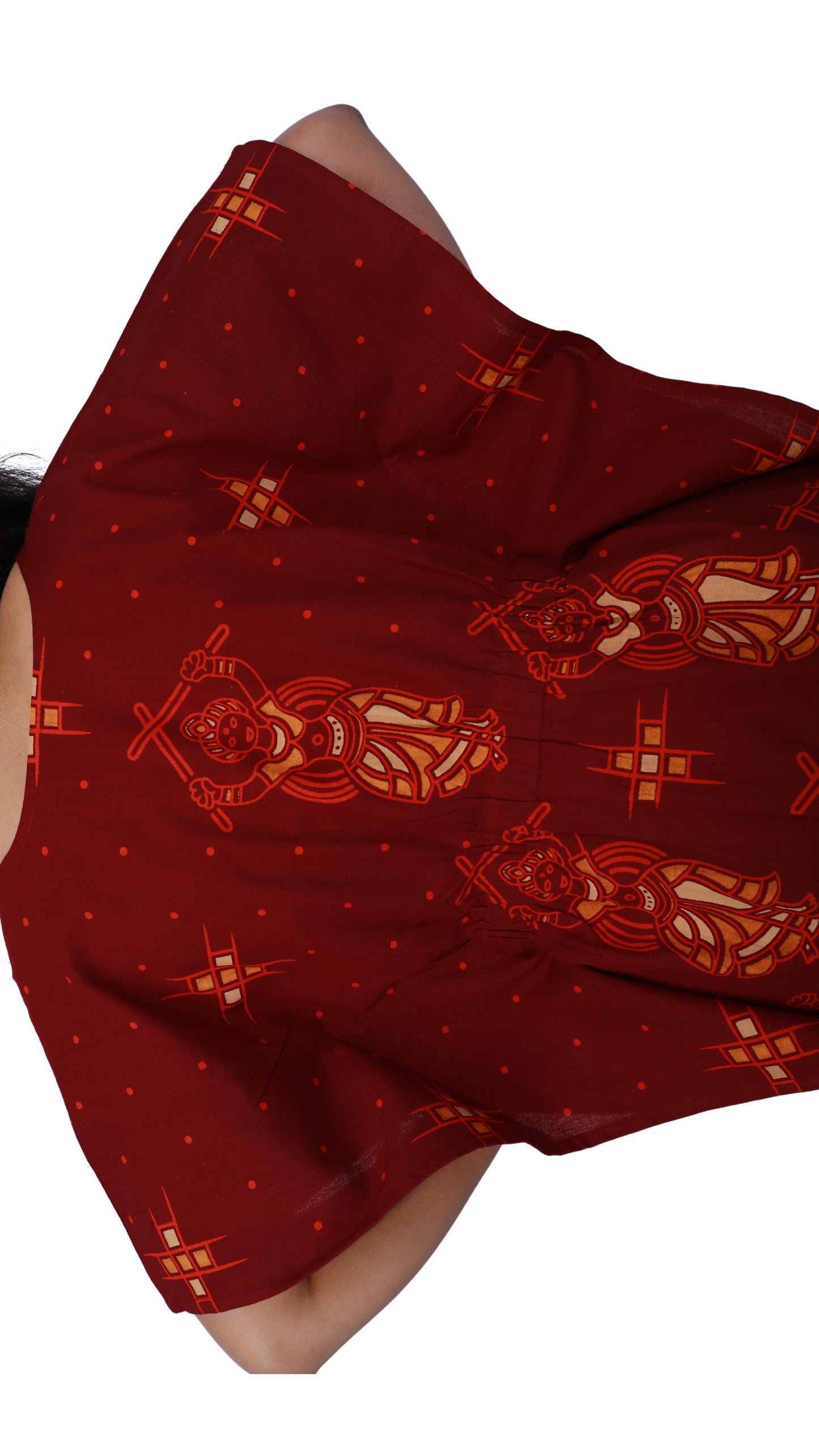 Women Maroon Kalamkari Kaftan Kurta | S3QK493