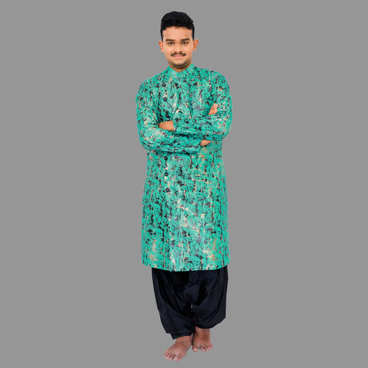 Men's Rama Green& Black Kurta Salwar Patiala | S3MKPS