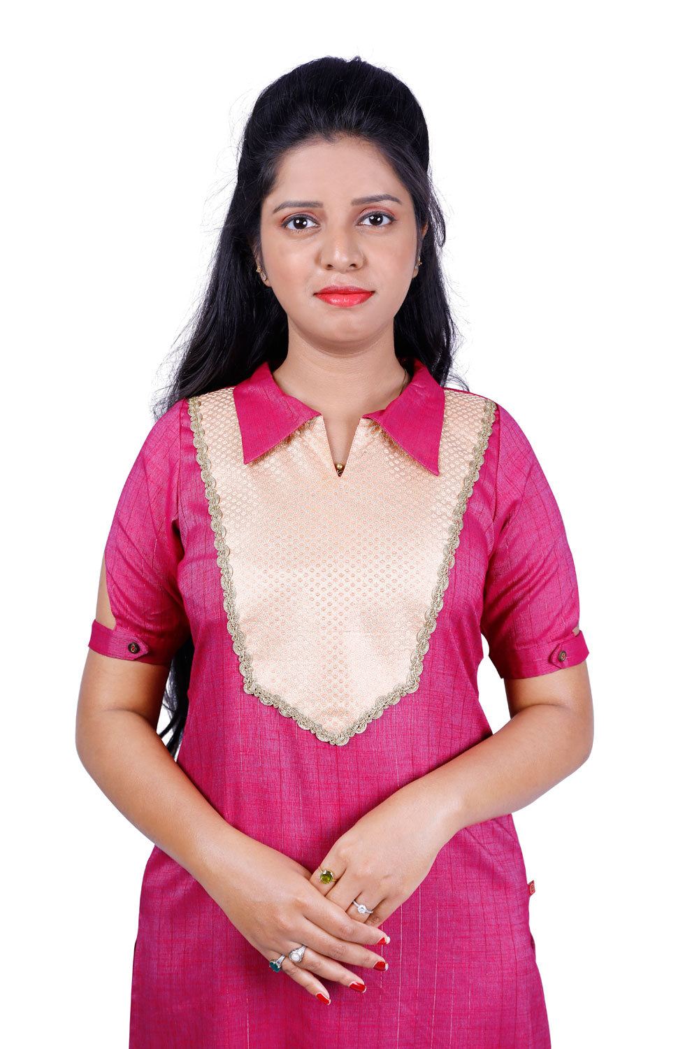 Women Solid Rayon Straight Kurta (Pink) | S3K292