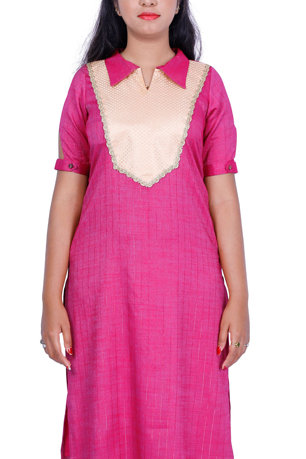 Women Solid Rayon Straight Kurta (Pink) | S3K292