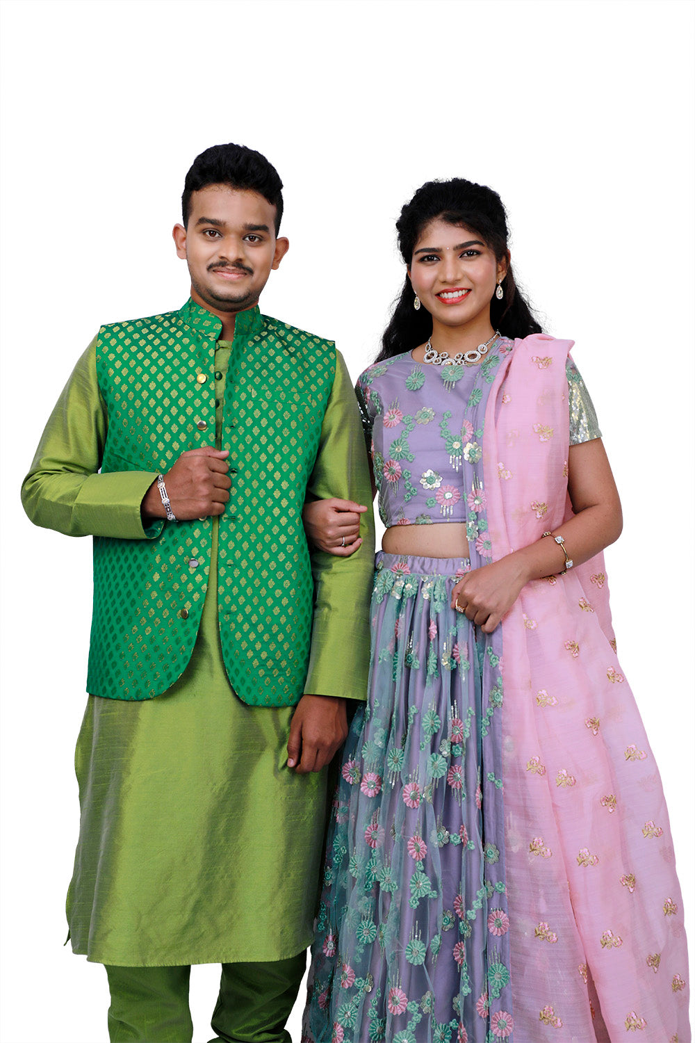 Men's Green&Gold Print Sherwani Set,Embroidery Lehenga Set Wedding Combo | S3WC2