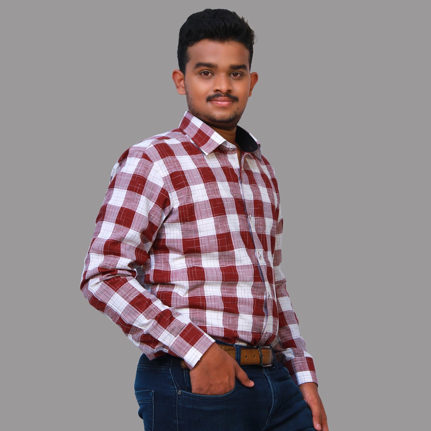 Maroon Checks Men's Full Hands Shirt | S3MAROON SHIRT