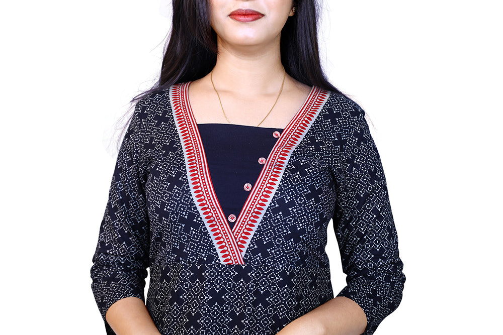Black Printed Straight Kurta | S3K890