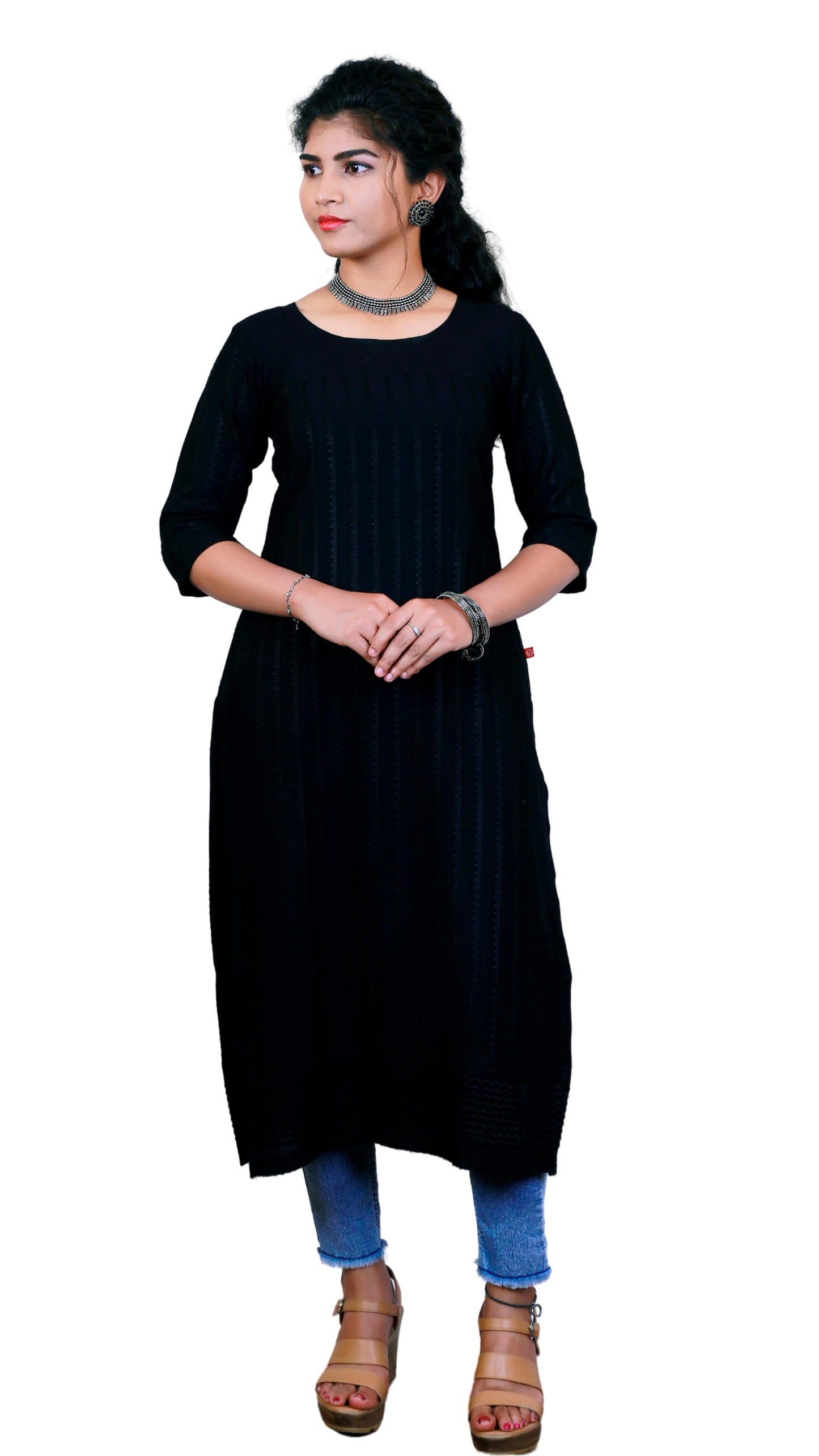 Women Black Color Regular Kurti | S3K323