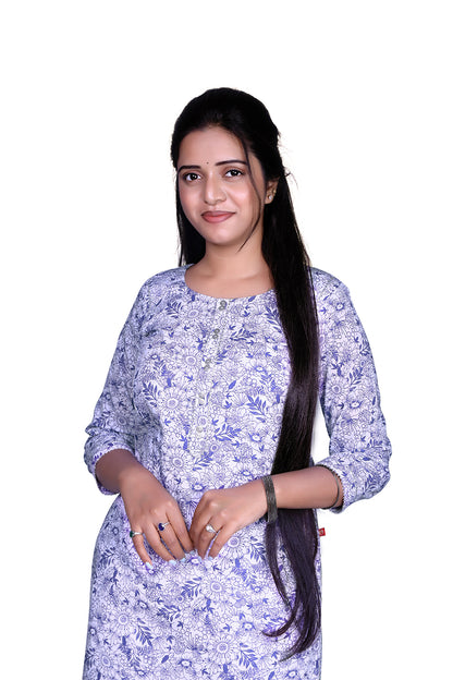Women Floral Print Pure Cotton A-line Kurta | S3K835