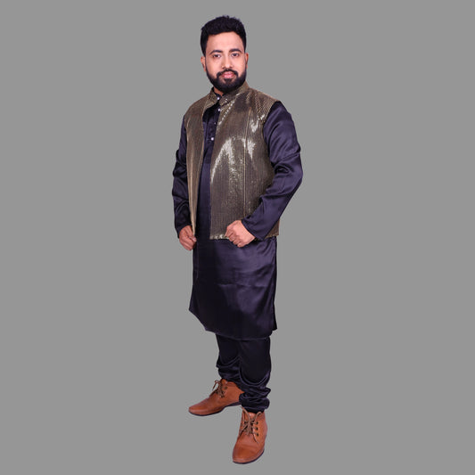 Waist Coat & Kurta Pyjama Set | S3WKP1152