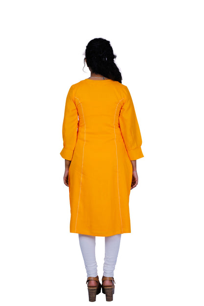 Women Solid Rayon Straight Kurta (Yellow) | S3X178