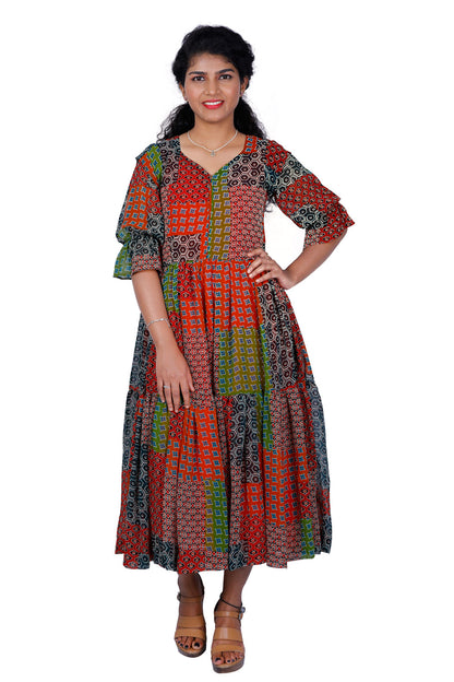Georgette Blend Stitched Anarkali Gown (Multicolor) | S3G192