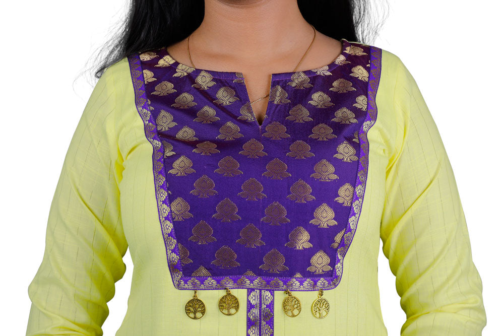 Women Solid Rayon Straight Kurta (Yellow) | S3K289