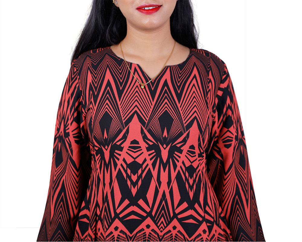 Women Abstract Georgette A-line Kurta (Red) | S3X225