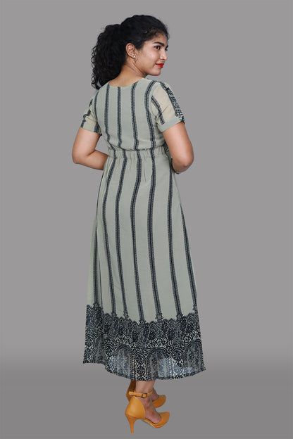 Squirrel grey printed gown |  S3G886