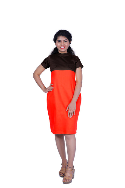 Women Bodycon Orange Dress | S3D272