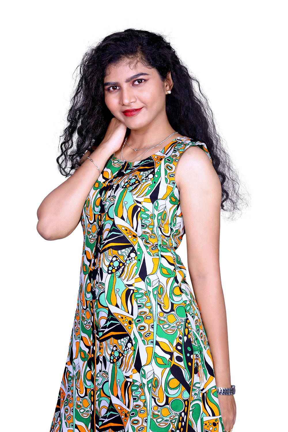 Women High Low Green Dress | S3K837