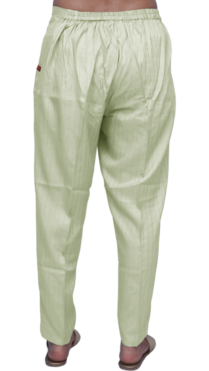 Regular Fit Women Cream Rayon Lurex Print Trousers | S3CP779