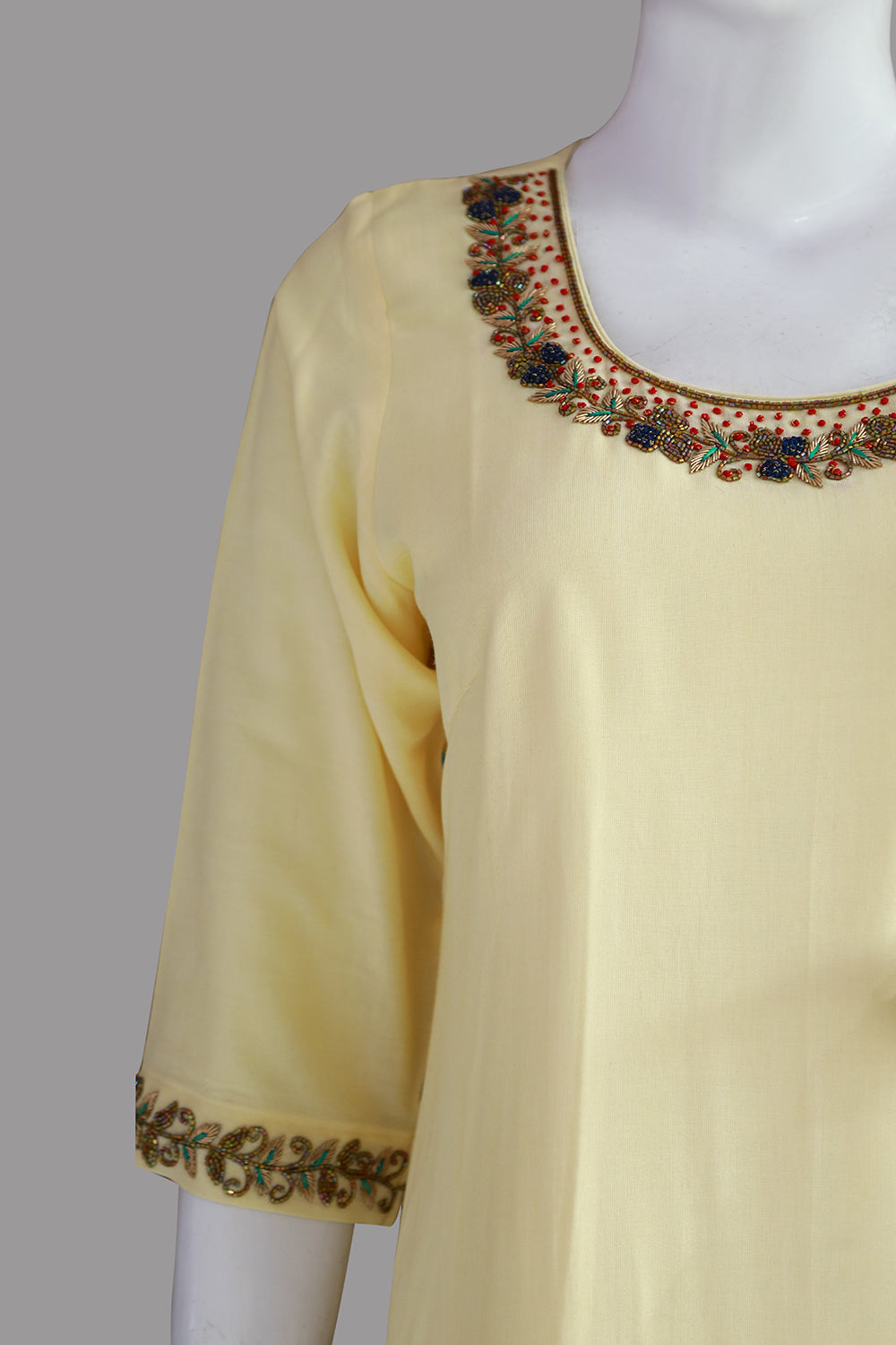 Cream Rayon Ethnic 3 Piece set | S3E