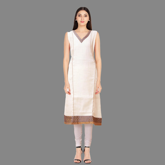 Half White Sleeveless Kurti for Women | S3K130