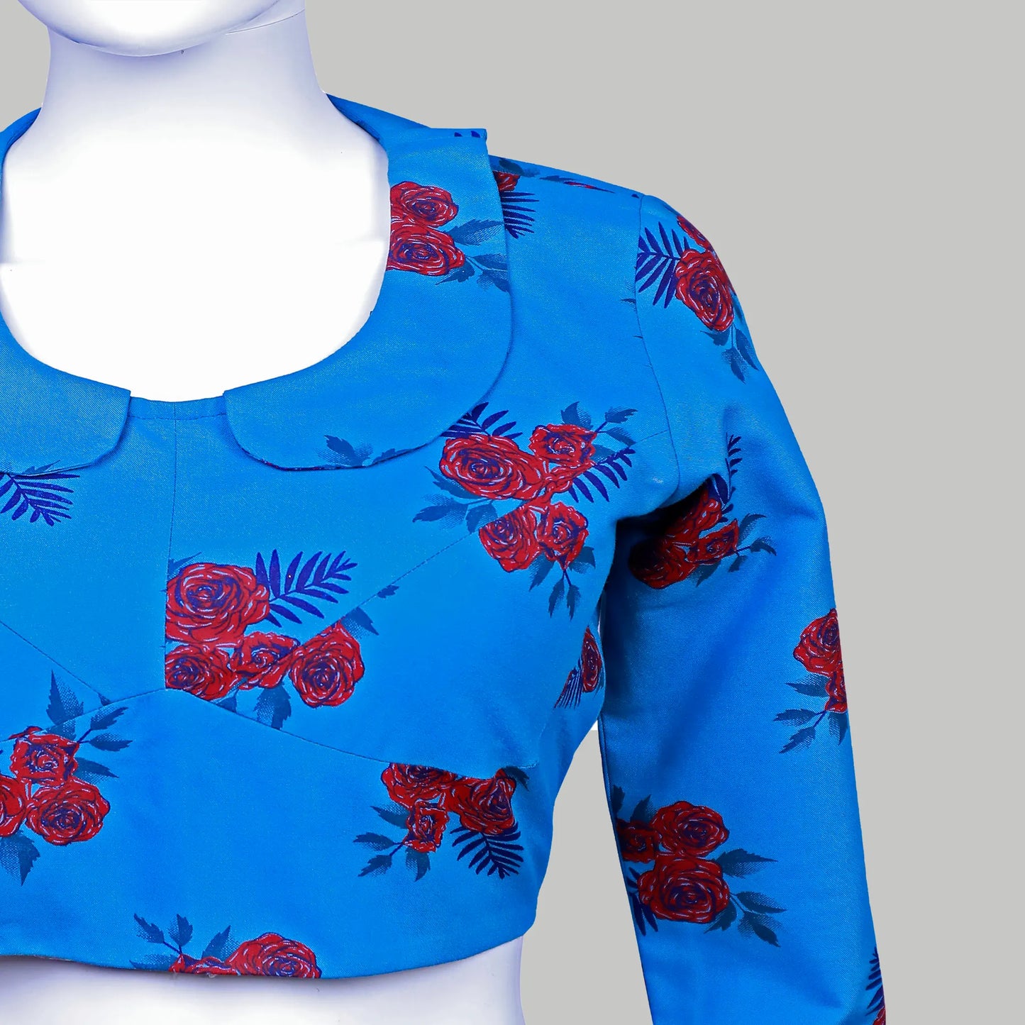 Panpeter Collared Neck Blue printed Blouse | S3B17