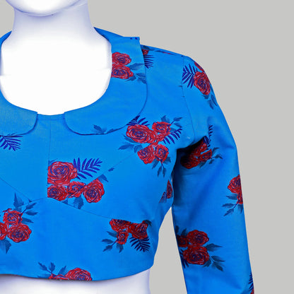 Panpeter Collared Neck Blue printed Blouse | S3B17