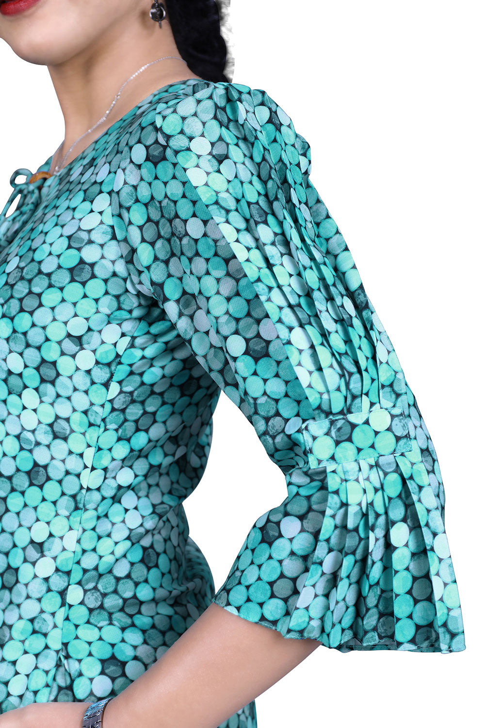 Blue Polka Print One Piece Dress | S3K903