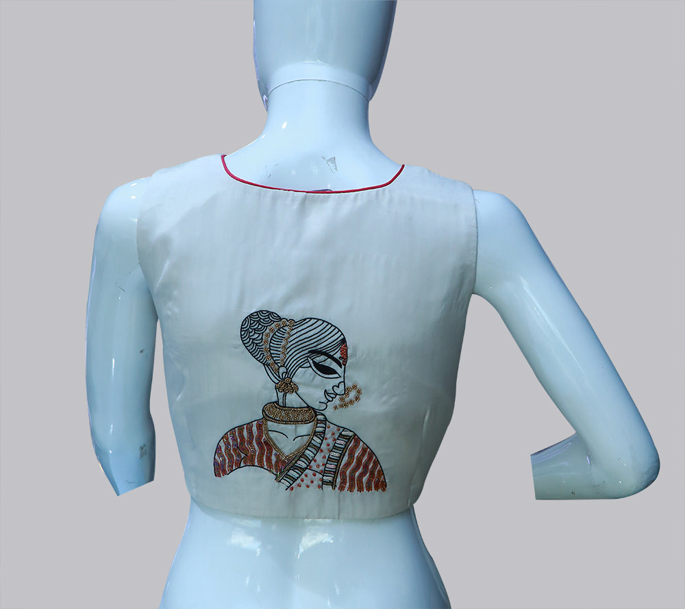 Tanjore Art Rajasthani Hand Crafted Painting Blouse | S3MB58