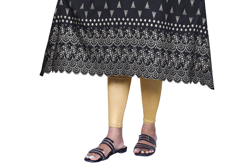 Black Printed A-Line Kurti | S3K803