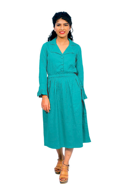 Cotton Collared A Line Dress | S3W167B