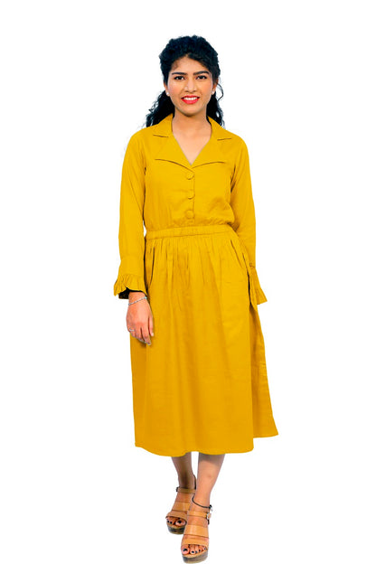 Cotton Collared A Line Dress | S3W167B