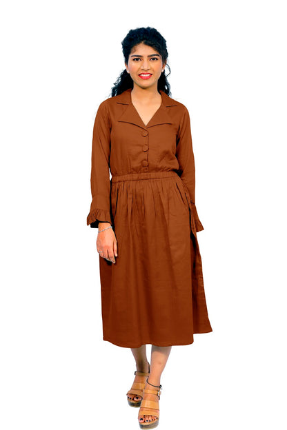 Cotton Collared A Line Dress | S3W167B