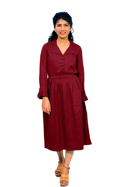 Cotton Collared A Line Dress | S3W167B