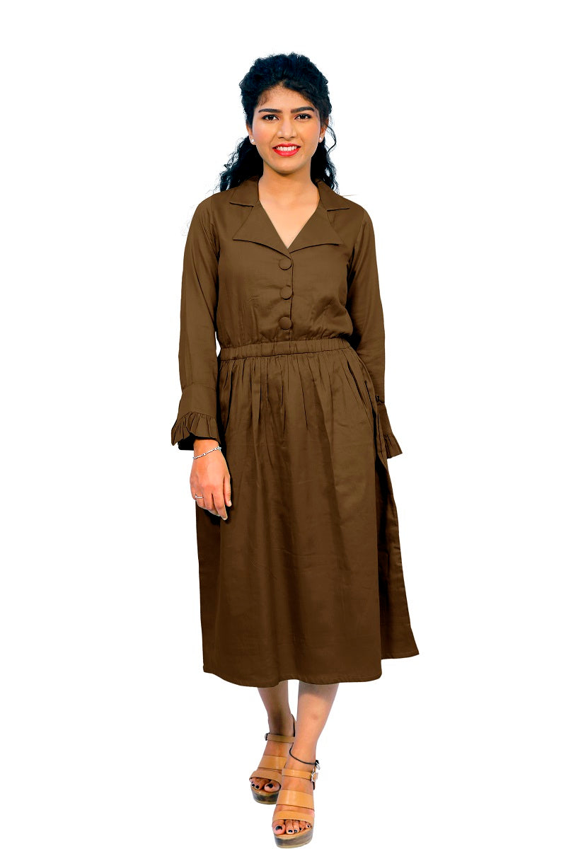 Cotton Collared A Line Dress | S3W167B