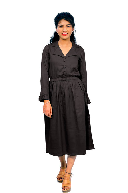 Cotton Collared A Line Dress | S3W167B