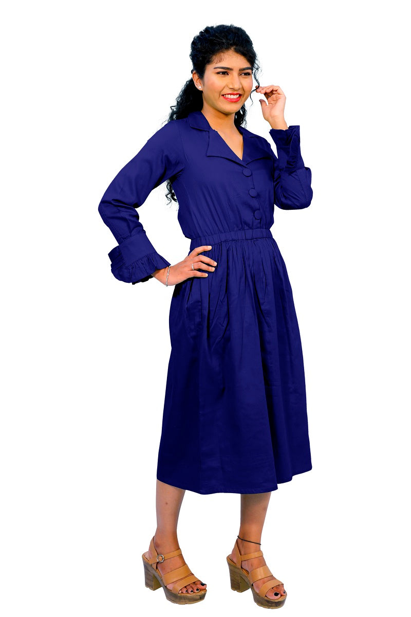 Cotton Collared A Line Dress | S3W167B