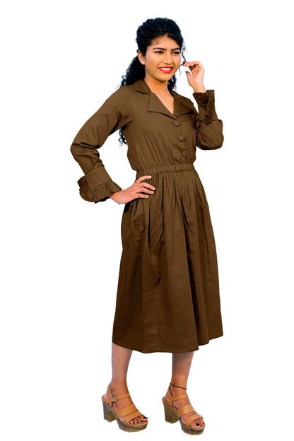 Cotton Collared A Line Dress | S3W167B