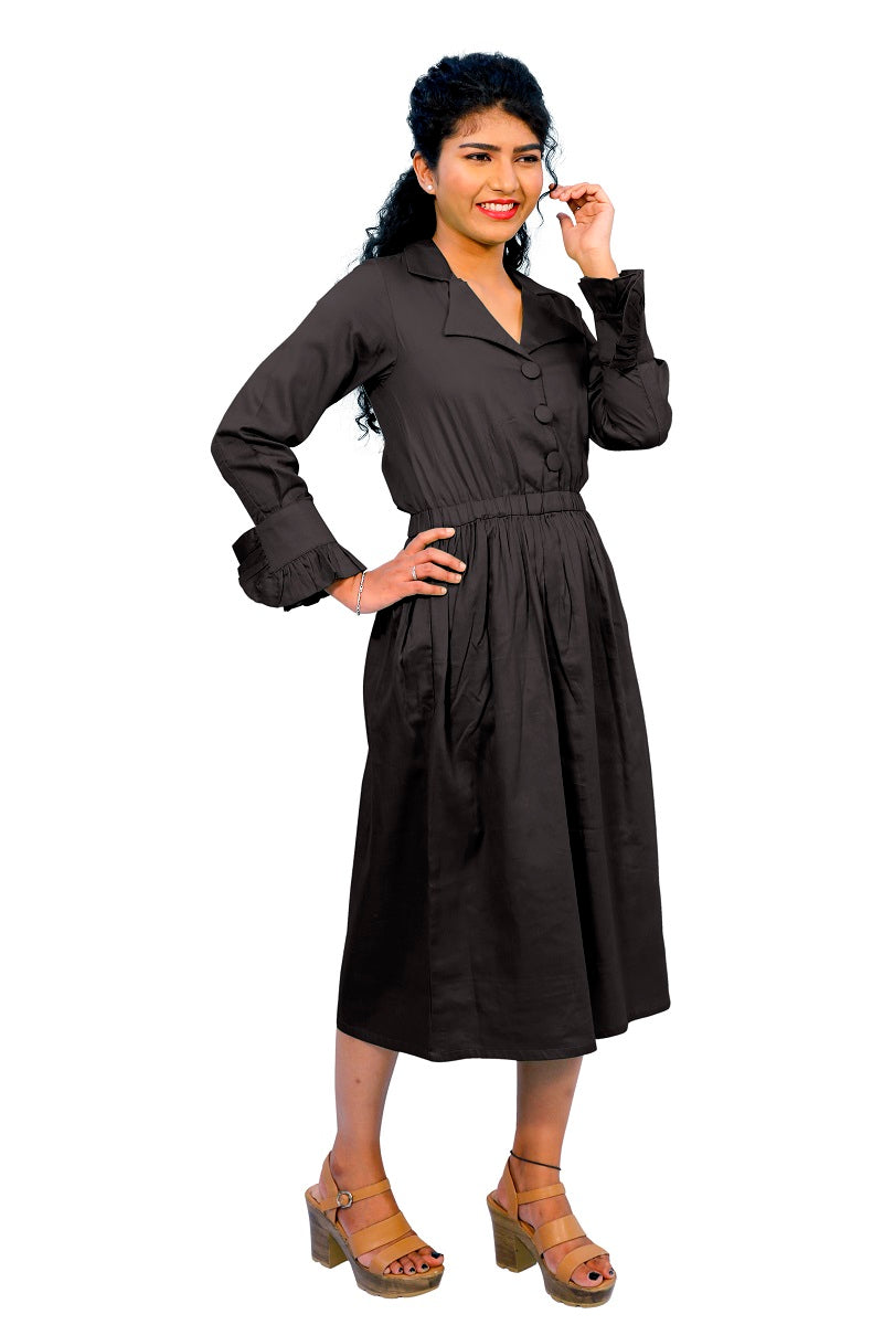 Cotton Collared A Line Dress | S3W167B