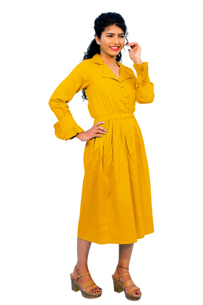 Cotton Collared A Line Dress | S3W167B