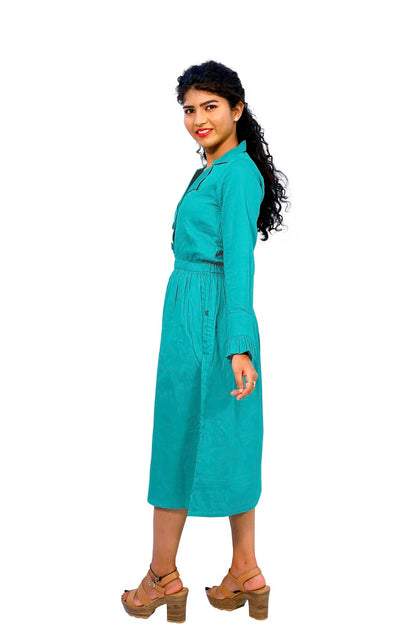 Cotton Collared A Line Dress | S3W167B