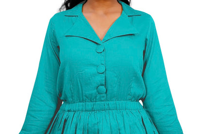 Cotton Collared A Line Dress | S3W167B