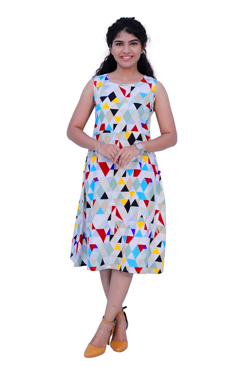 Printed Sleeveless One Piece Dress | S3D386