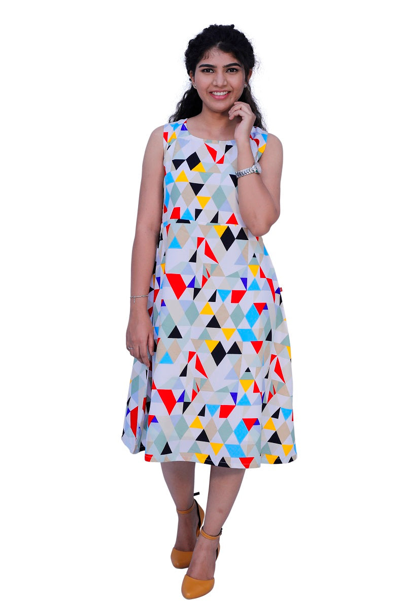 Printed Sleeveless One Piece Dress | S3D386