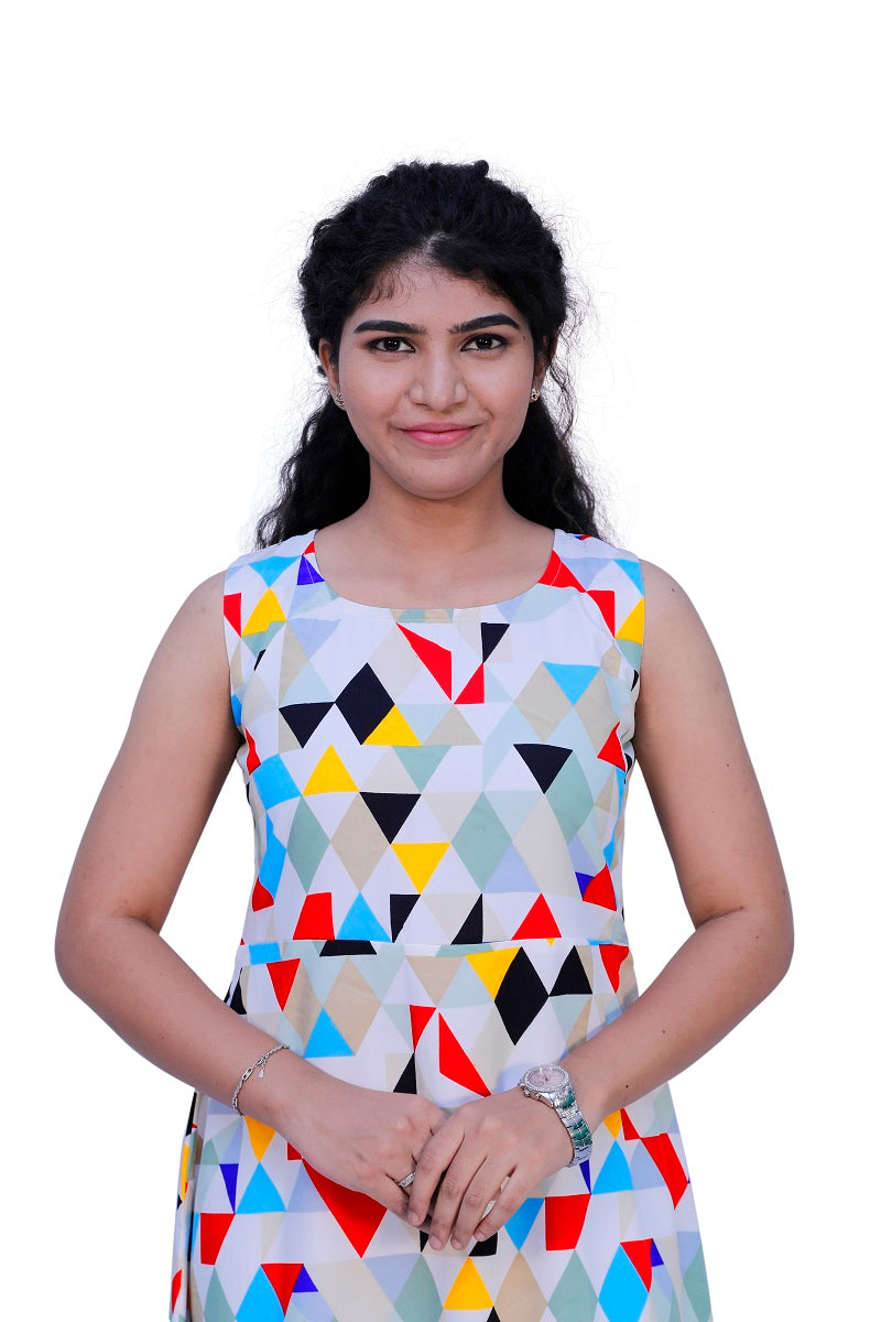 Printed Sleeveless One Piece Dress | S3D386
