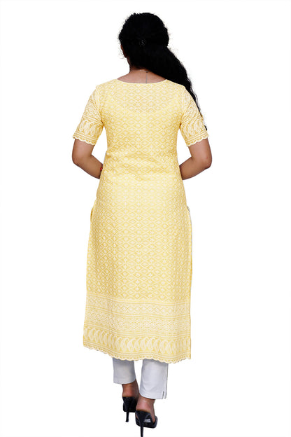 Women Chikan Embroidery Straight Kurta | S3K637
