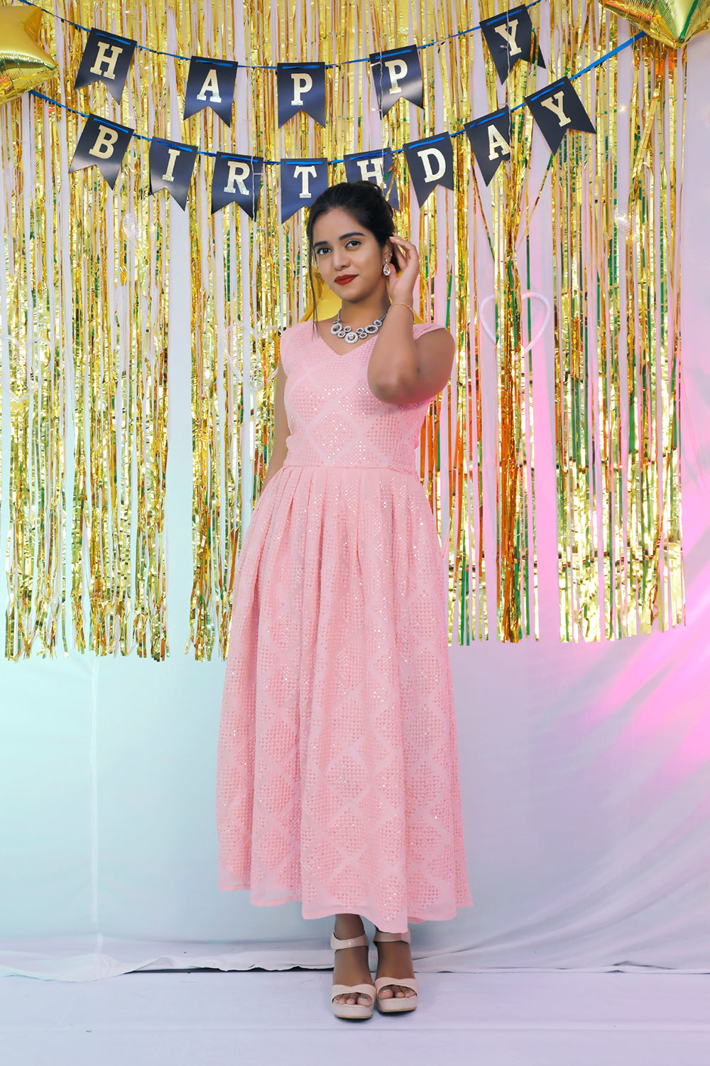 Baby Pink Western One piece SKU - Main Image